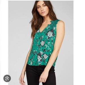 Daniel Rainn Floral Green Sleeveless Top With Lace Size 2x